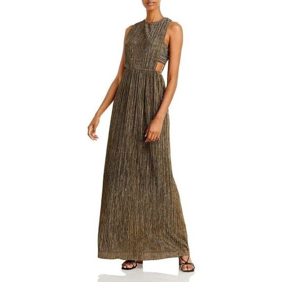 BCBGMaxAzria Dresses & Skirts - BCBGMaxAzria NWT Metallic Cut Out Dress in Gold Size M